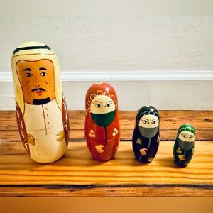 Set of 4 Matryoshka Wooden Nesting Dolls.